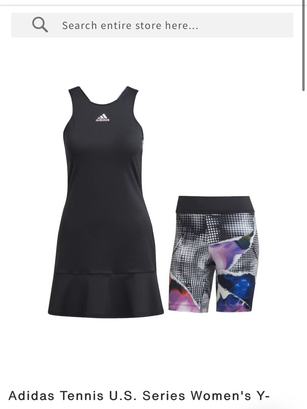 adidas Black Tennis Dress with Multicolor Patterned Shorts